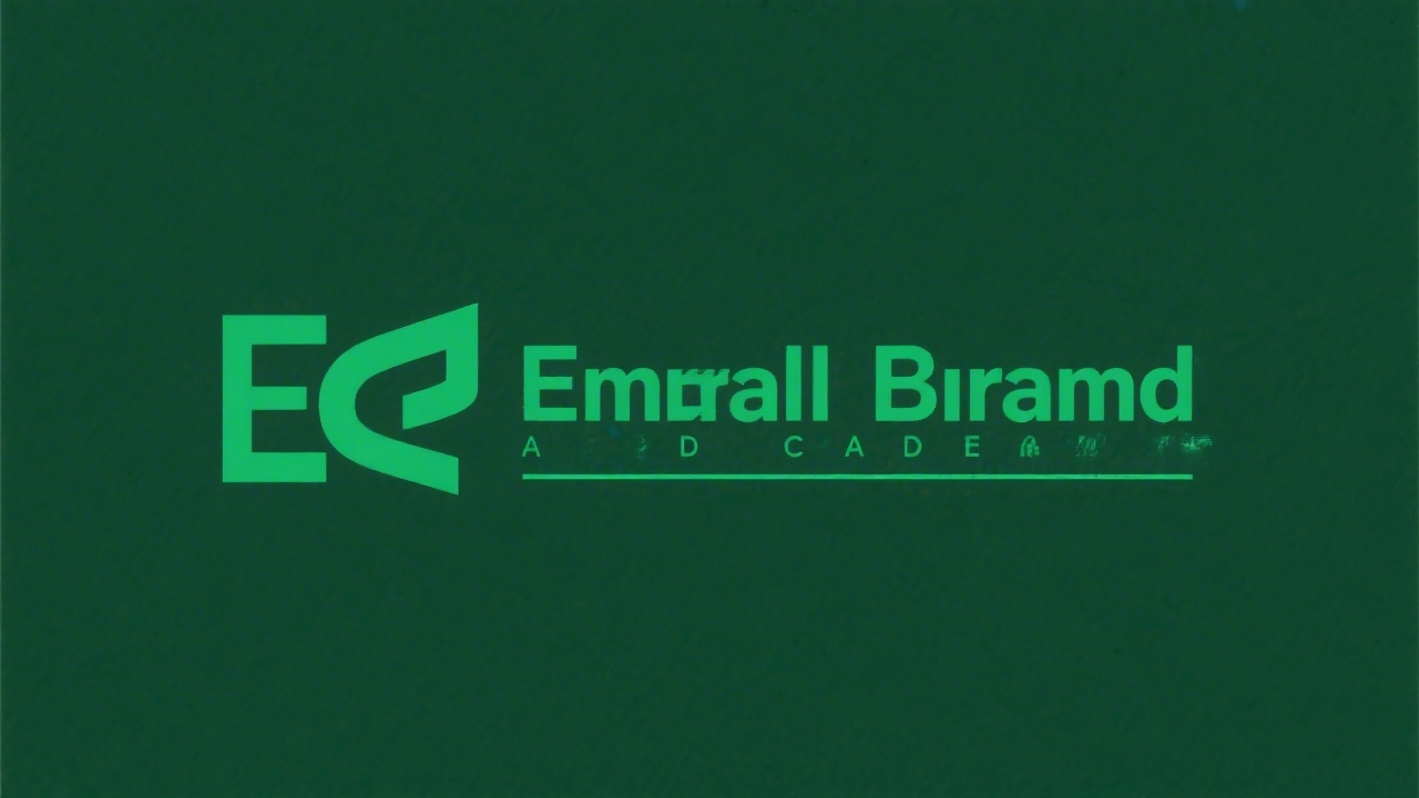Simple emerald green wordmark reading EmeraldBrand Academy with clean sans-serif lettering and a minimal underline accent, designed for a modern academic brand.